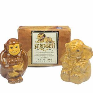 Salt pepper Shakers Serengeti Elephant Monkey NIB
